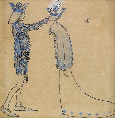 Then the Prince Placed a Crown of Gold on Her Head by John Bauer